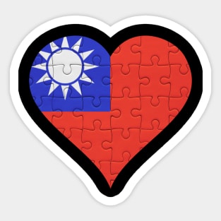 Taiwanese Jigsaw Puzzle Heart Design - Gift for Taiwanese With Taiwan Roots Sticker